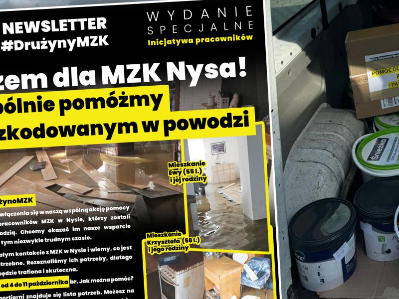 Tomaszowskie MZK niesie pomoc MZK Nysa - grafika ilustrująca akcję MZK 